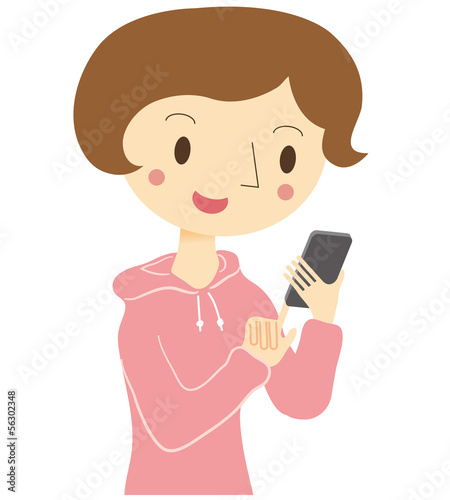 スマートフォンを操作する女性