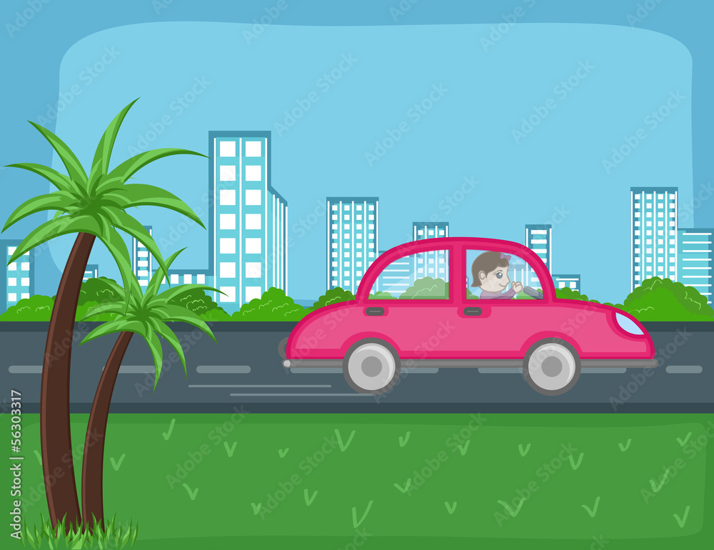 travel by car - Cartoon Background Vector