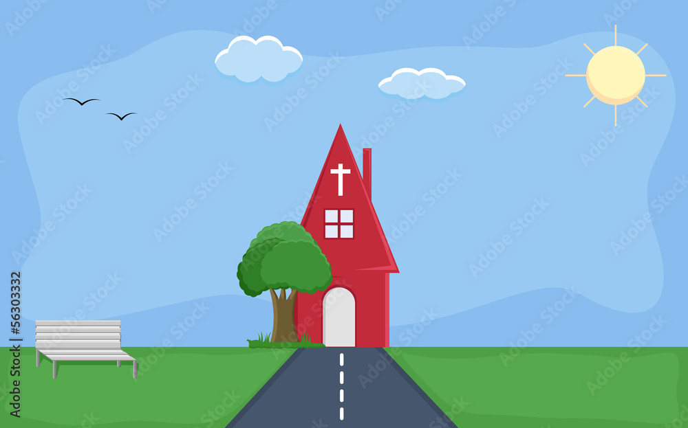 church - Cartoon Background Vector Stock Vector | Adobe Stock
