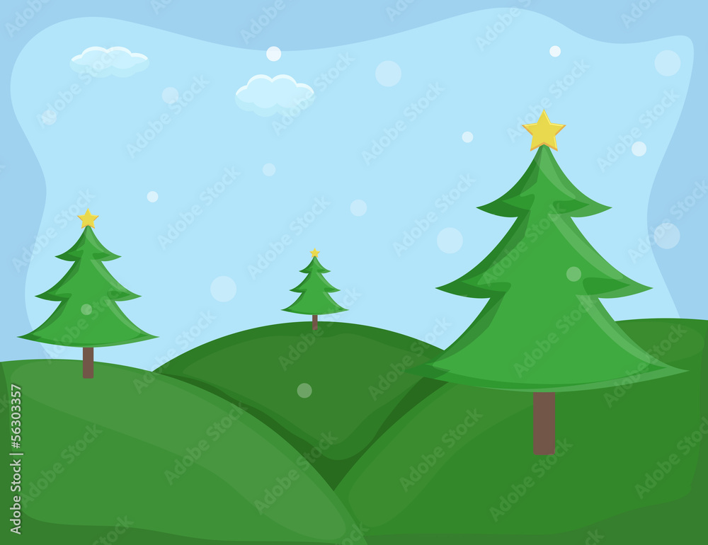 Christmas trees - Cartoon Background Vector