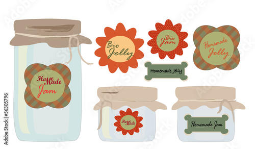 Labels Set. Collection of labels with Jars of Jelly and Jam