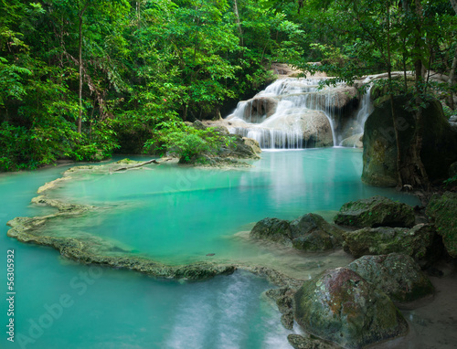 Fototapeta Naklejka Na Ścianę i Meble -  Waterfall in tropical forest at Erawan national park Kanchanabur