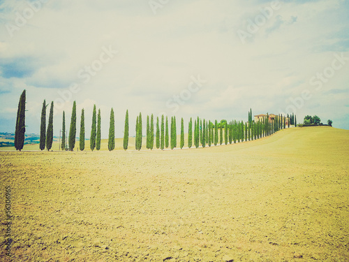 San Quirico Orcia, Tuscany, Italy retro looking