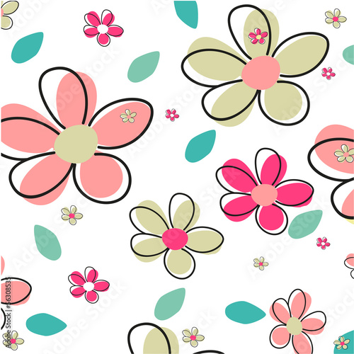 Seamless Summer Flower Vector Background