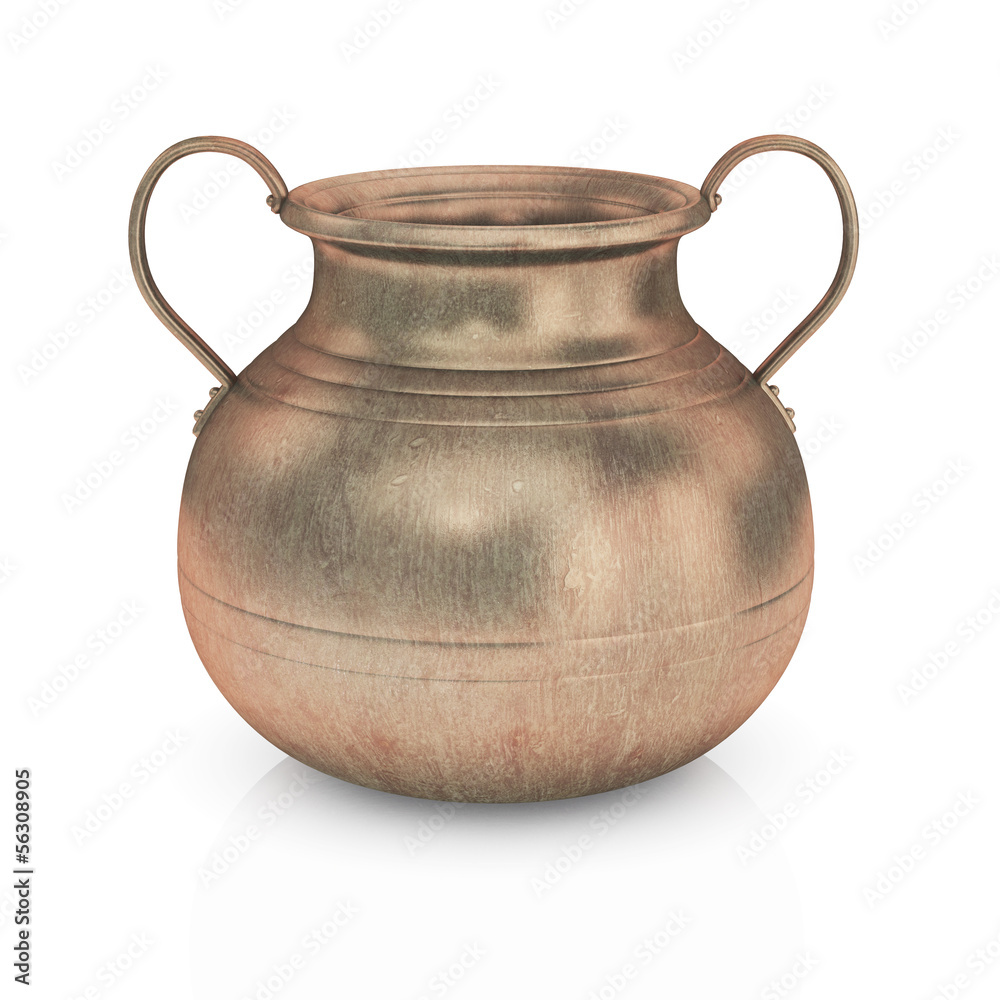 Bronze Pot isolated with clipping pat - HQ 3d render.