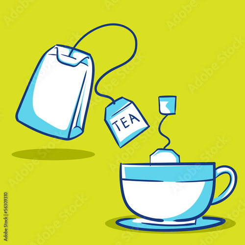 Tea bag and cup - Blue Series