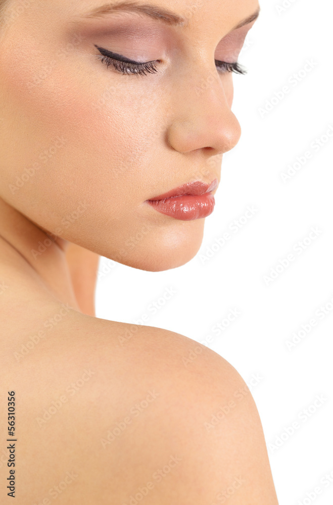 Relaxed gorgeous blonde looking over shoulder Relaxed gorgeous blonde looking over shoulder