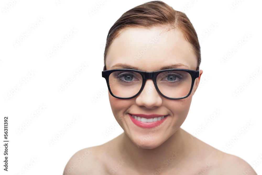 Smiling clean model with classy glasses posing Smiling clean model with classy glasses posing