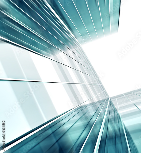 prospective view to glass high-rise building skyscrapers