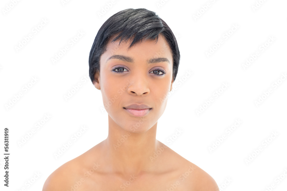 Beautiful black haired woman posing looking at camera Beautiful black haired woman posing looking at camera