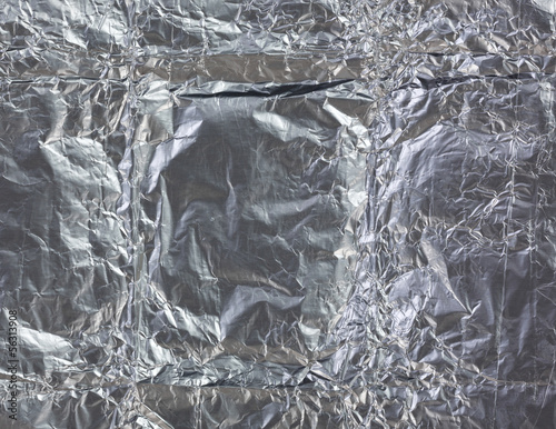 A very close view of  crinkled used tin foil