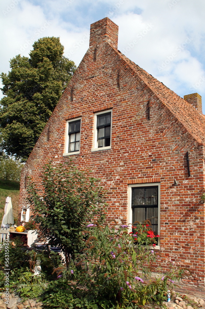 Historic facade in the fortress Bourtange.The Netherlands