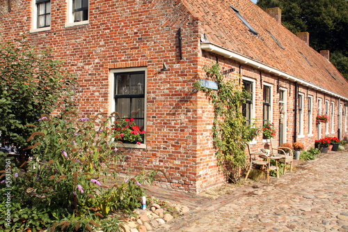 Cozy street in the fortress Bourtange.The Netherlands