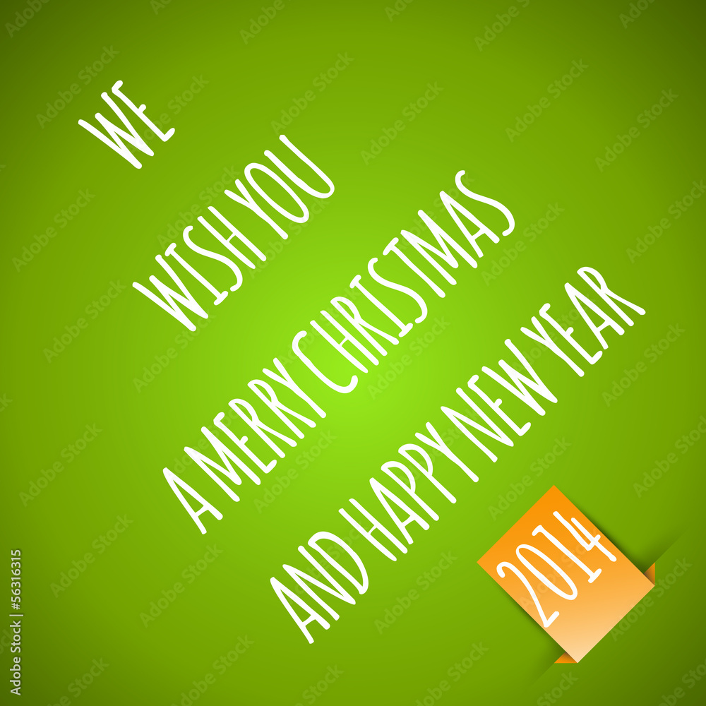 green merry christmas card with orange sticker green merry christmas card with orange sticker