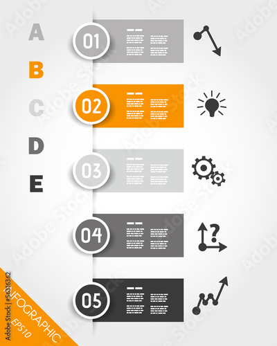 orange infographic stickers with buttons and icons