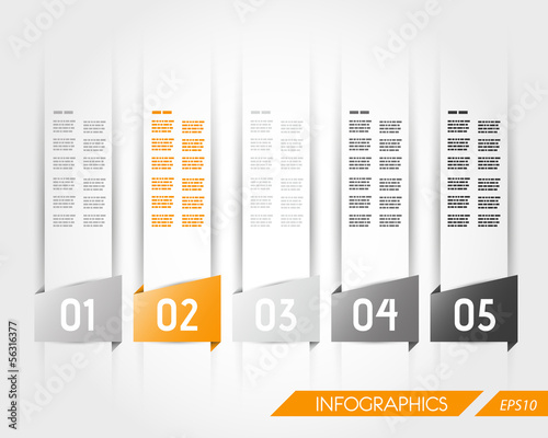 orange transparent five trapezoidal infographic stickers