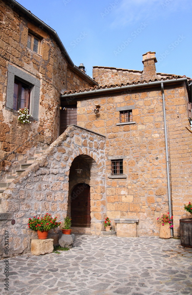 medieval Italian village house, Civita di Bagnoregio, Italy