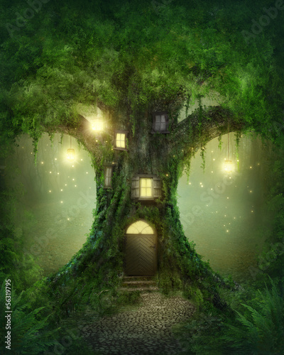 Plakat Domek na drzewie Fantasy