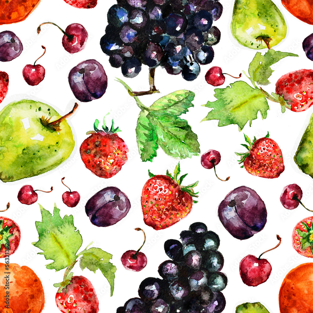 Fruit seamless texture watercolor