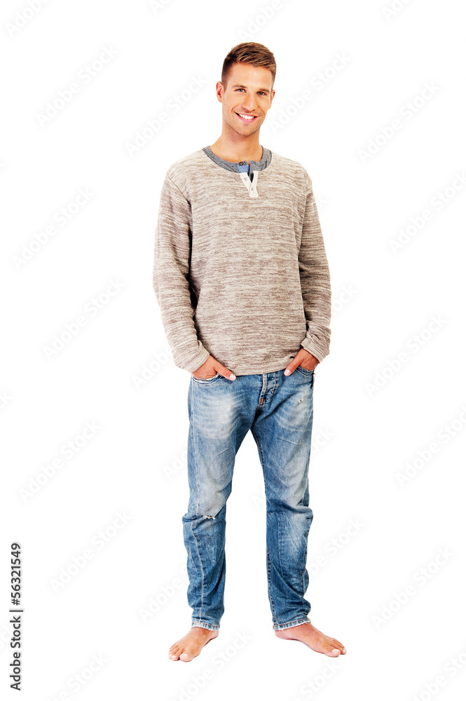 Handsome casual man smiling - isolated over a white background Handsome casual man smiling - isolated over a white background