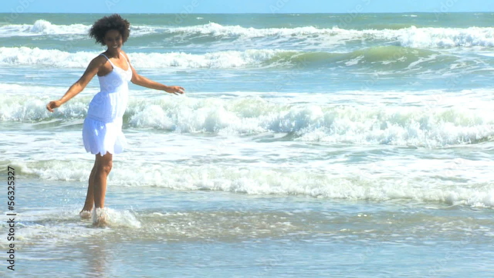 Beautiful Girl Wearing White Loving Island Lifestyle Beautiful Girl Wearing White Loving Island Lifestyle
