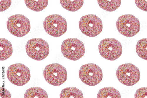 Seamless Pattern of Pink glazed Donuts