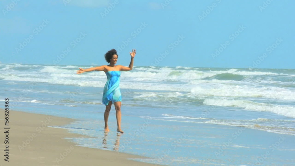 Smiling Young Female Enjoying Beach Lifestyle Smiling Young Female Enjoying Beach Lifestyle