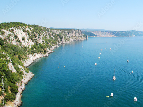 Beautiful coast of Adriatic sea in gulf of Trieste, Italy, Eu.