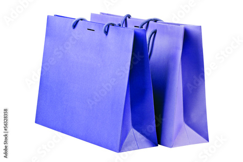 Two blue shopping bags.