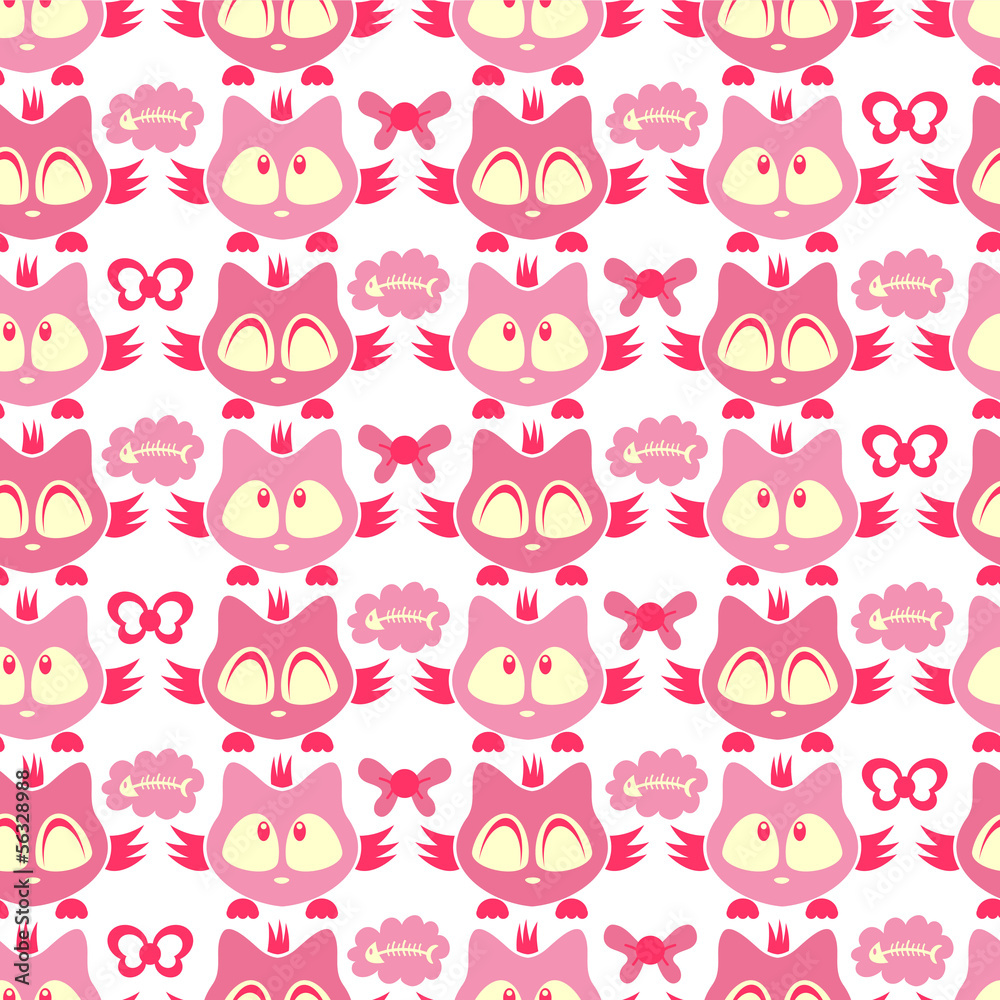 Cute pink seamless pattern with kittens Cute pink seamless pattern with kittens