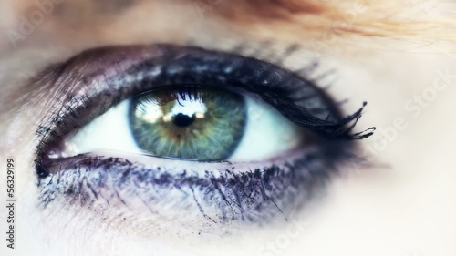 Open your eyes. Close-up of a beautiful woman's green eye photo