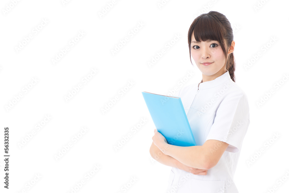 young asian nurse on white background young asian nurse on white background