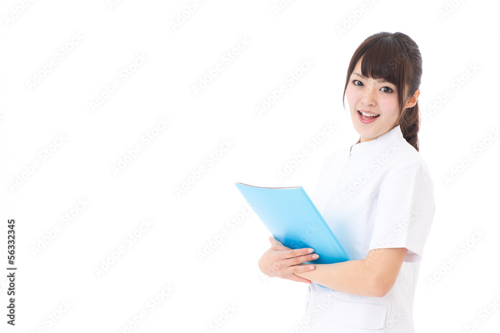 young asian nurse on white background young asian nurse on white background