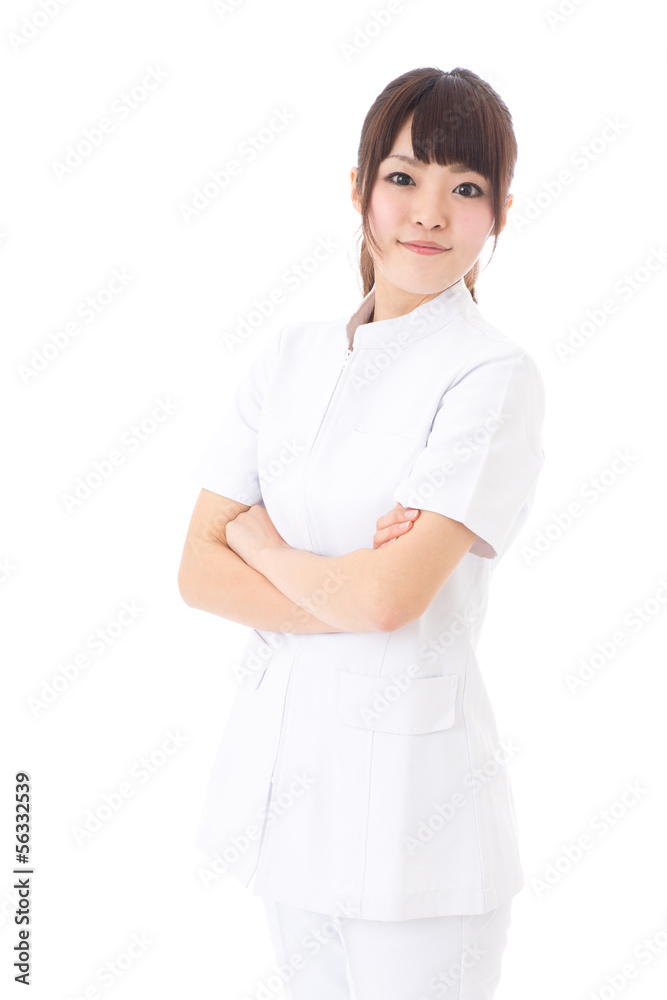 young asian nurse on white background young asian nurse on white background