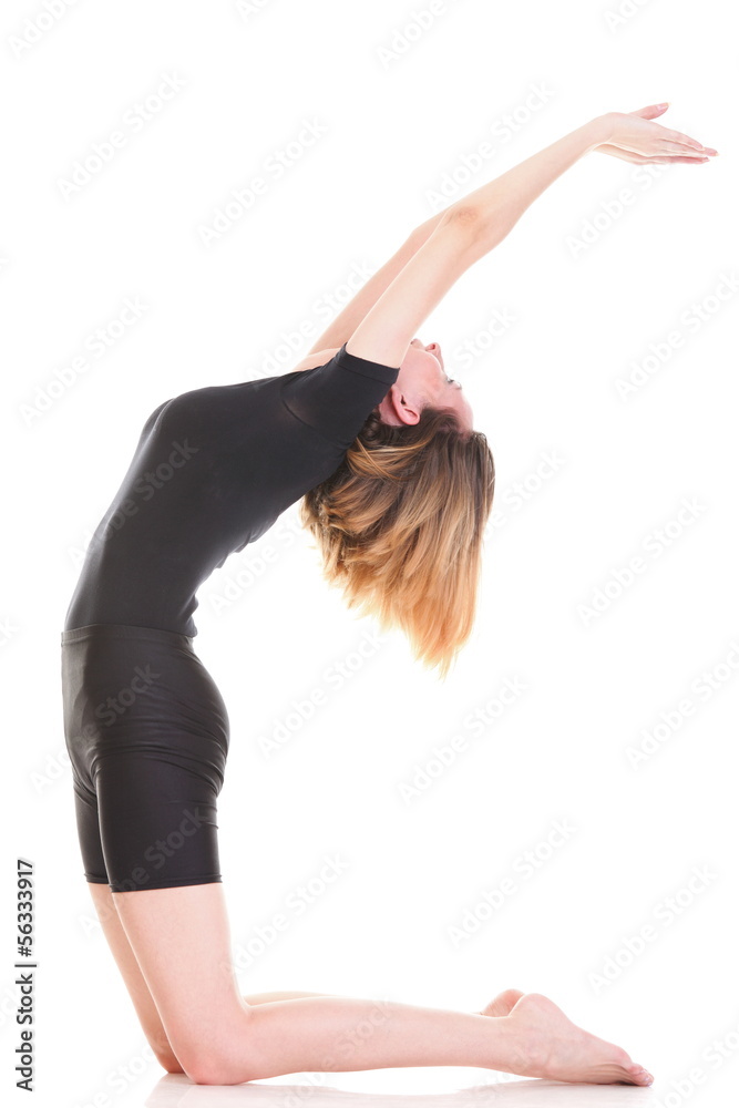 Sport Young woman doing exercise isolated on white Sport Young woman doing exercise isolated on white