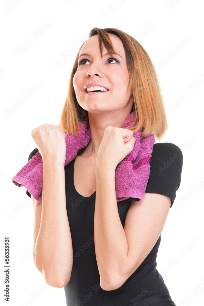 Portrait of successful winner Beautiful young happy woman isolat Portrait of successful winner Beautiful young happy woman isolat
