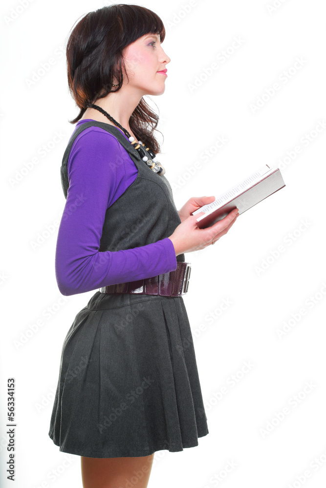 beautiful young woman reading book isolated beautiful young woman reading book isolated