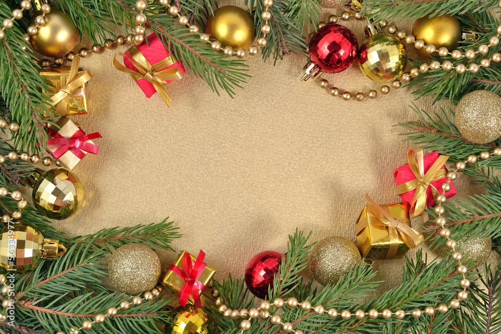 Frame of  christmas decorations