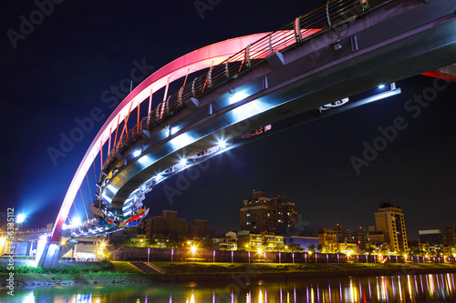 Arcuate bridge in Taiwan at night