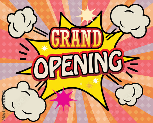 Abstract background with the text Grand Opening