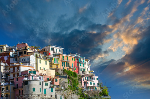 Beautiful colors of Cinque Terre Homes in Spring Season, Italy