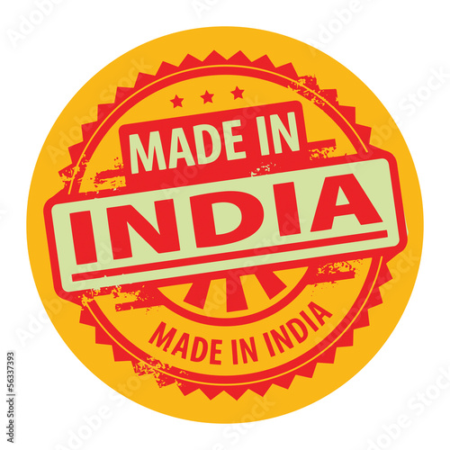 Stamp with the text Made in India written inside, vector