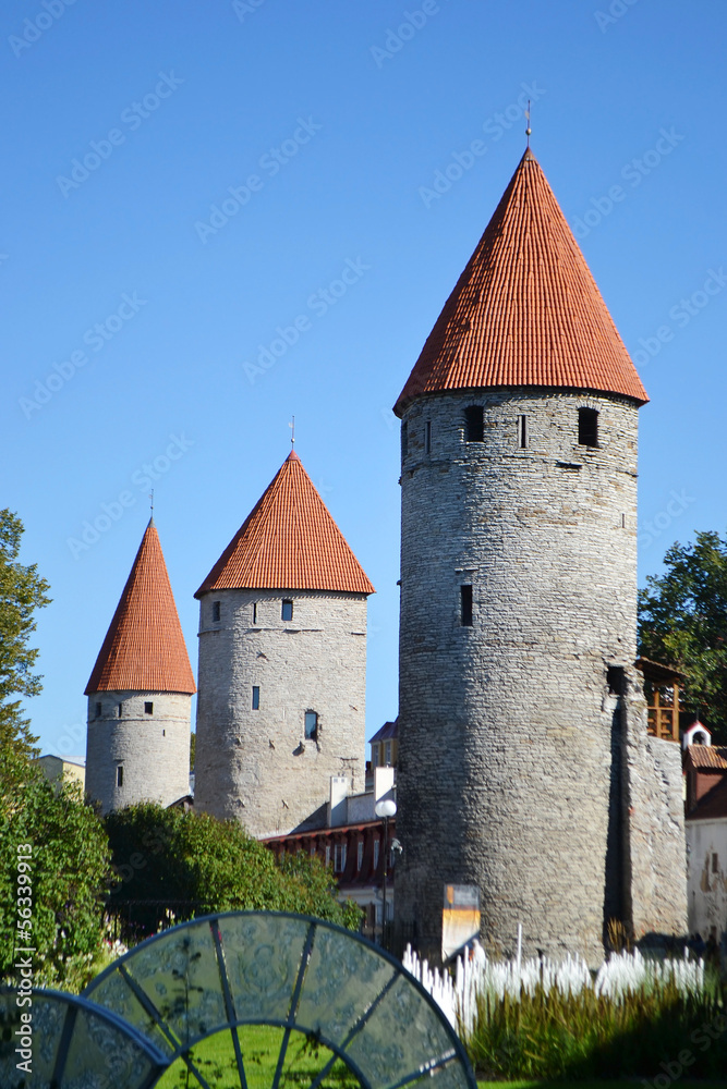 Towers of town wall in Tallinn