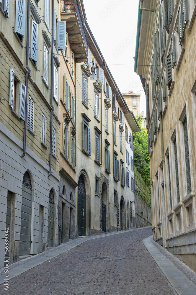 Bergamo old town and narrow street