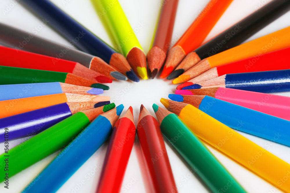 Fototapeta premium Many colored pencils in round