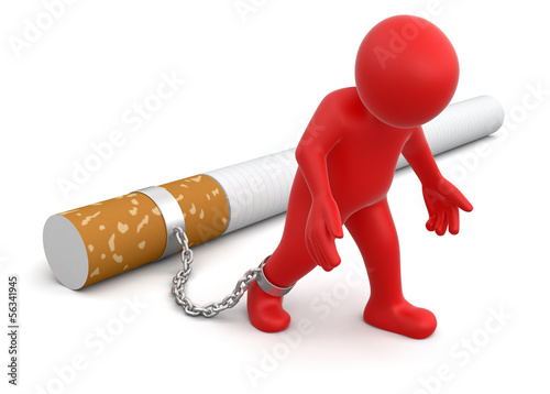 Man attached to cigarette (clipping path included)