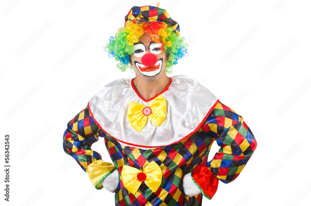 Funny clown isolated on white Funny clown isolated on white