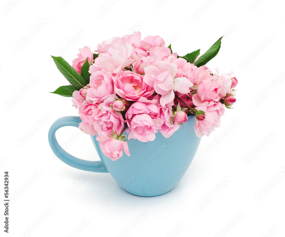 custom made wallpaper toronto digitalblue cup full of small pink roses over white
