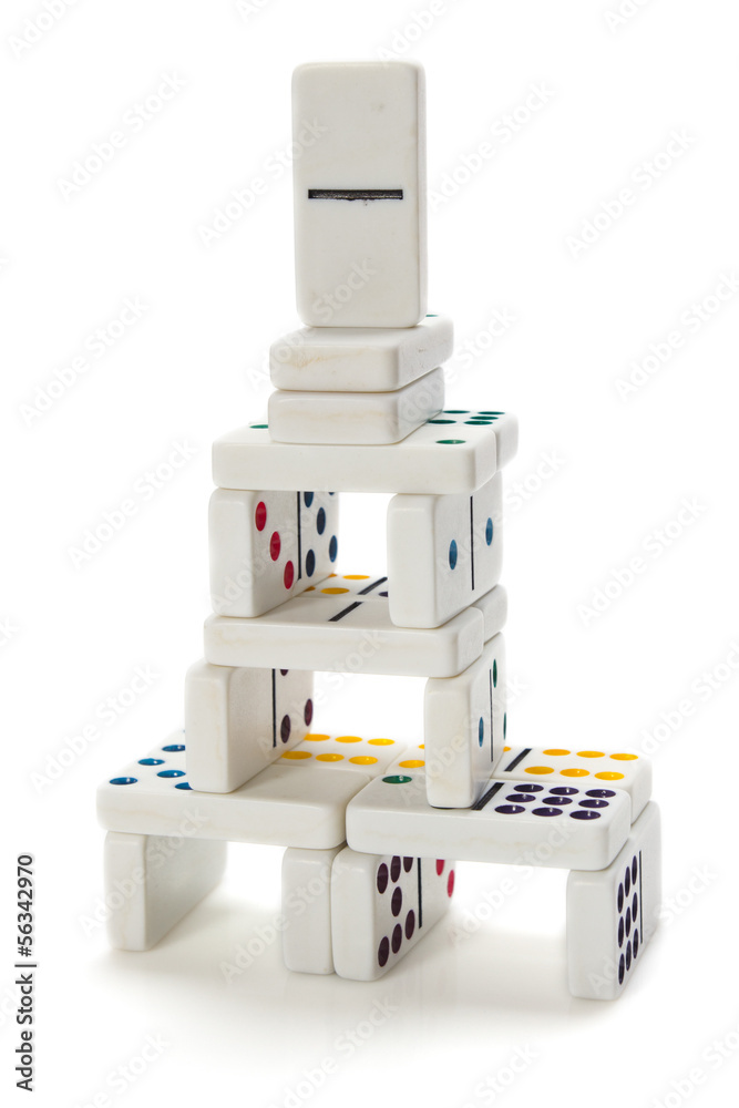 Fototapeta premium Stand out from the crowd. Blank dominos is in focus.