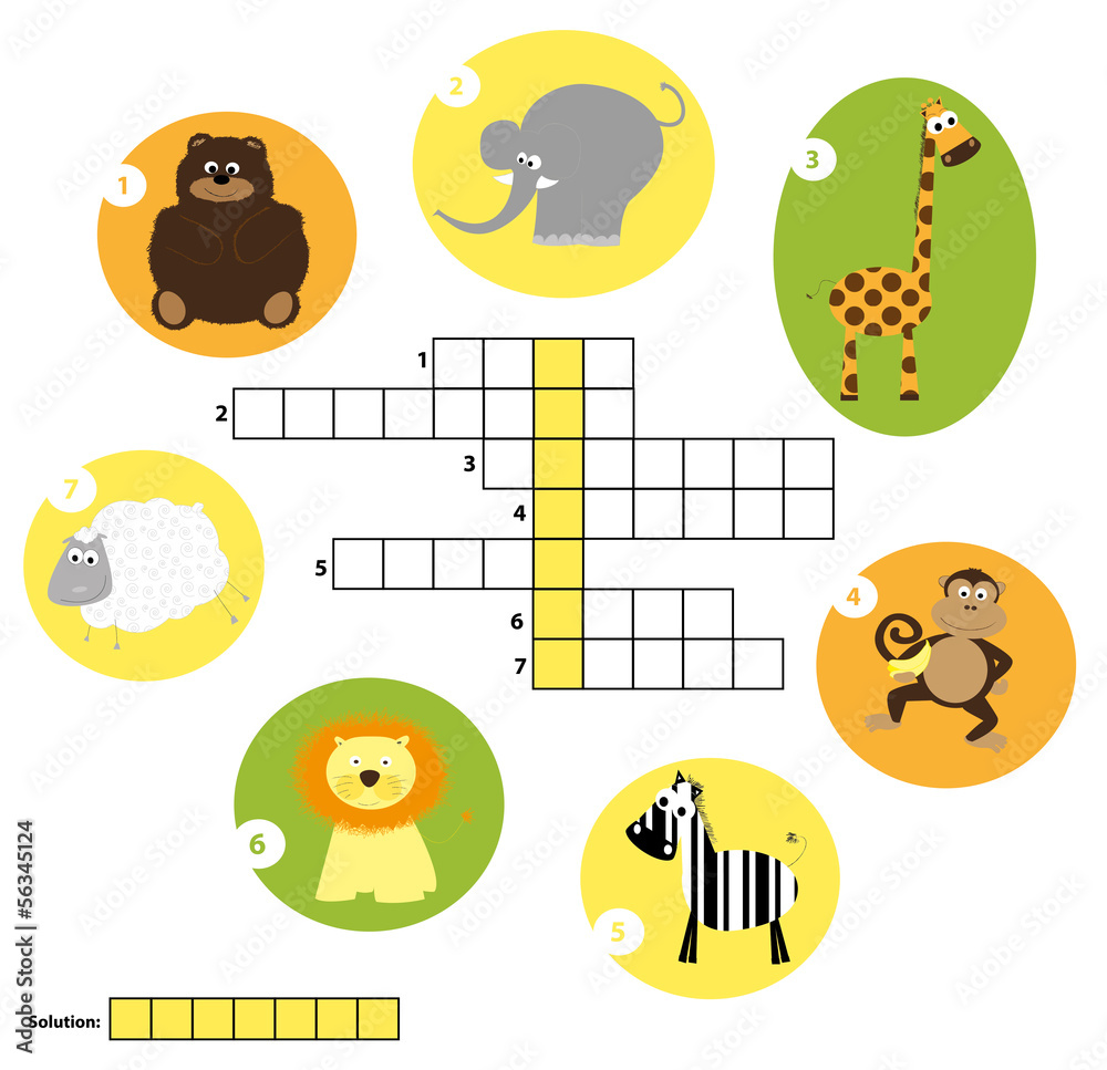 crossword for children - animals solution